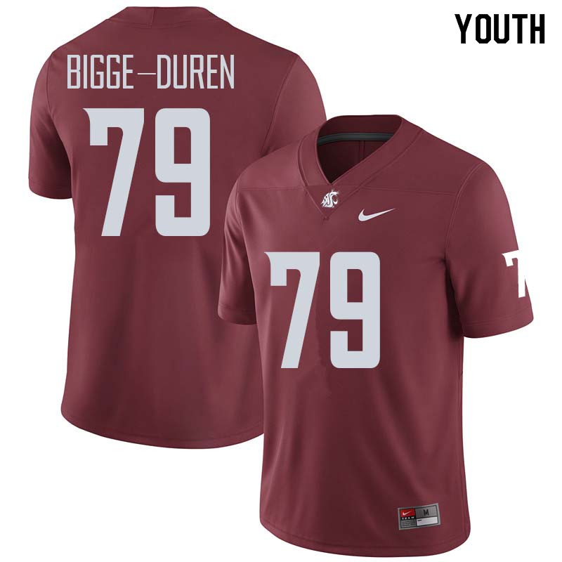 Youth #79 Cedric Bigge-Duren Washington State Cougars College Football Jerseys Sale-Crimson